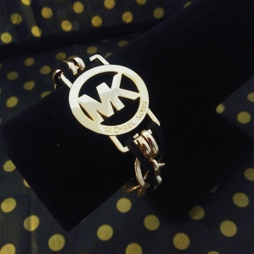 Michael Kor Logo Woven Gold Filled Toggle Bracelet